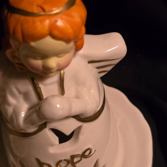 Set Of 3 Ceramic Angel Candle Holders With "Joy" "Hope" "Love" Texts & Heart Cut - Picture 8 of 9